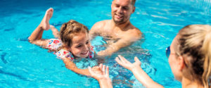 Family in a pool
