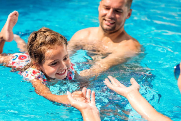 Family in a pool