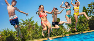 Kids playing in a swimming pool